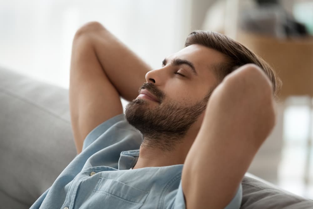 man relaxing at home